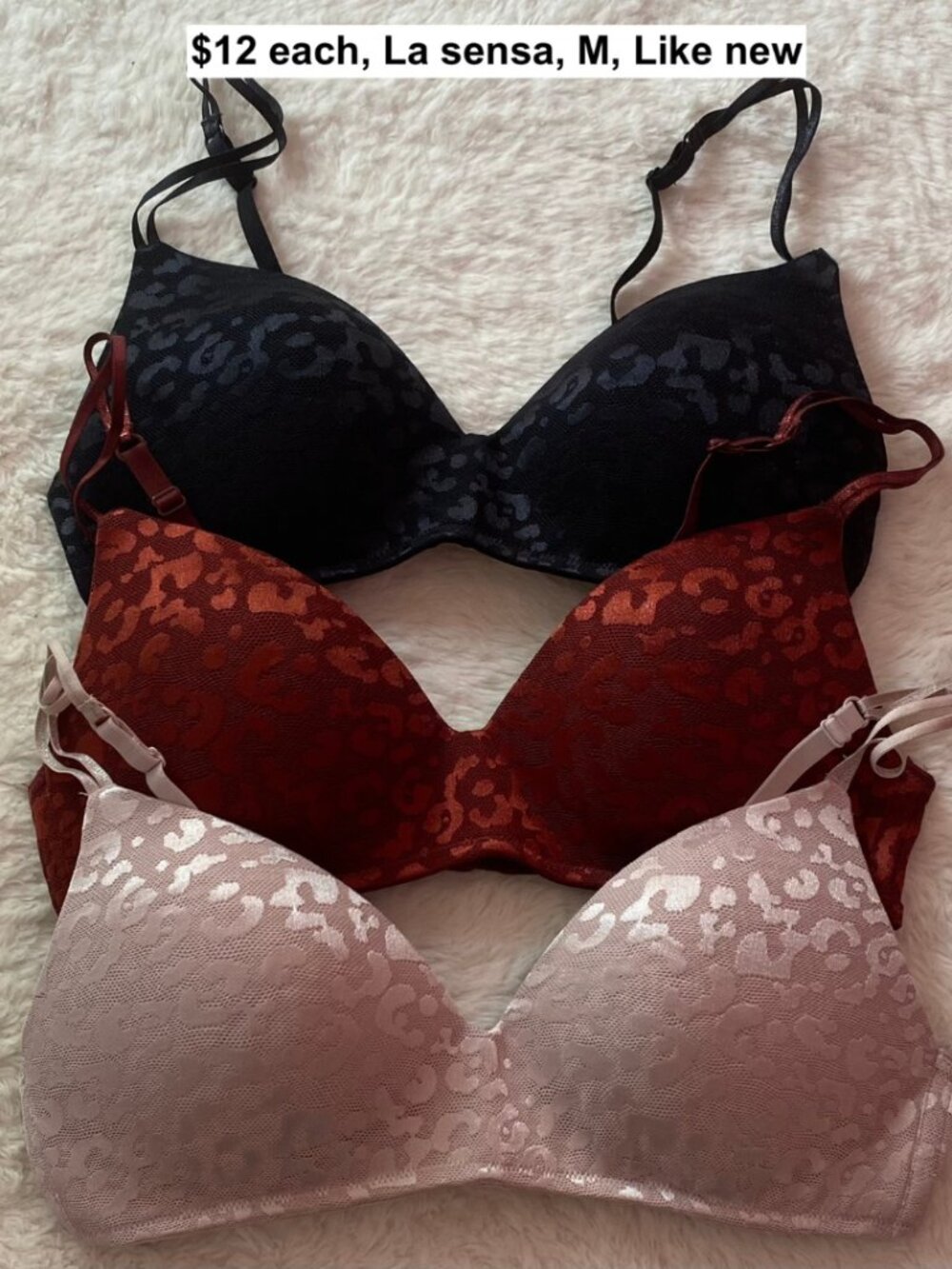 Padded Wireless Shiny Cheetah Print La SENZA Bra – Red